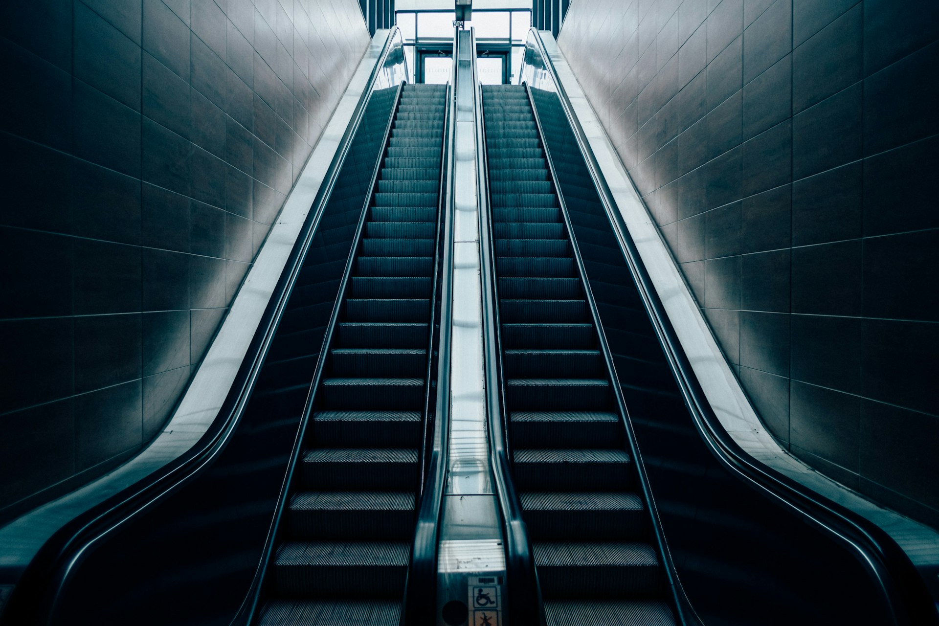 Escalator in modern building