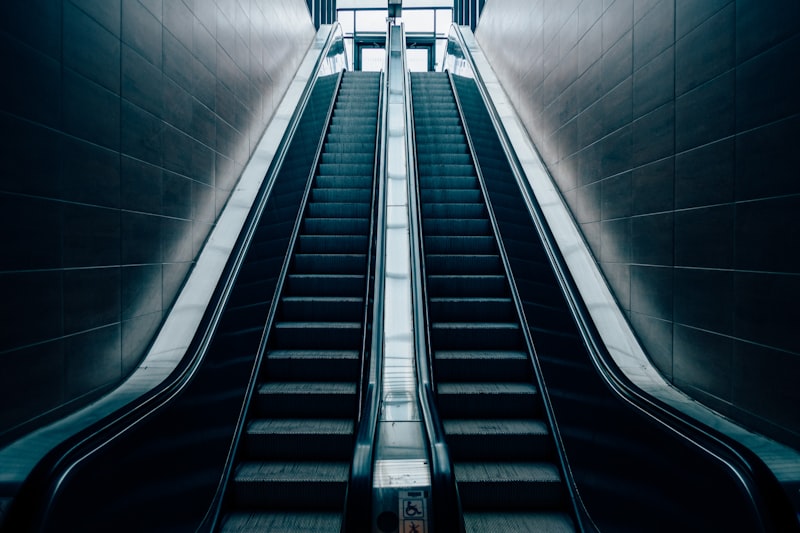 Escalator in modern building